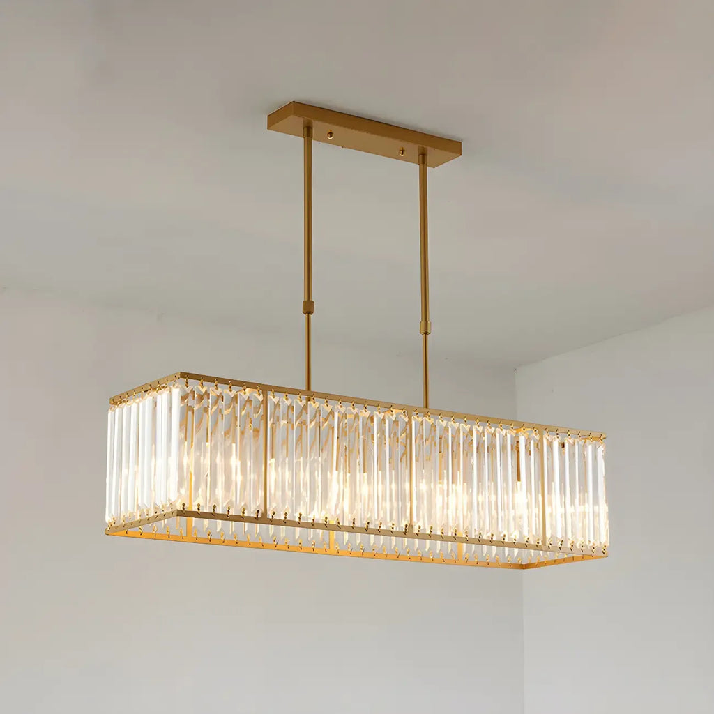Luxury Crystal Gold Rectangle Island Pendant Light