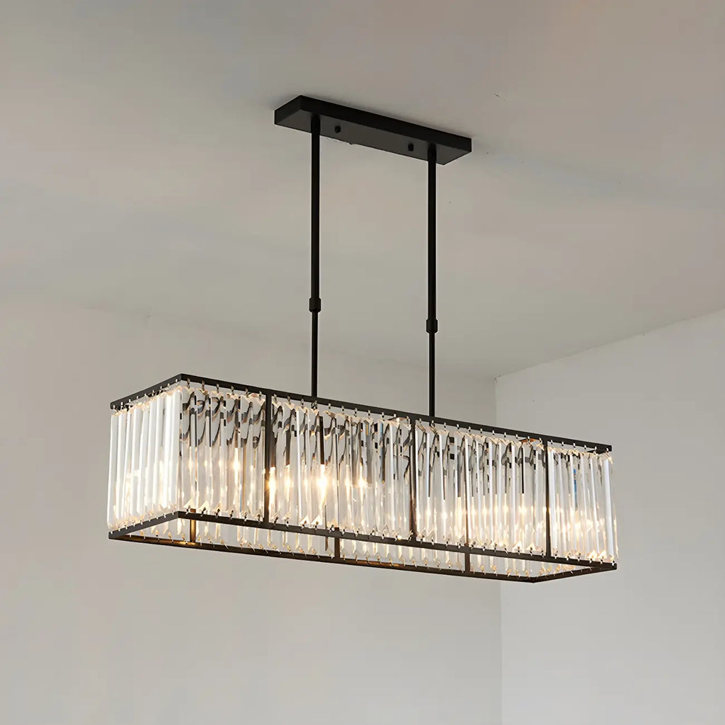 Luxury Crystal Gold Rectangle Island Pendant Light