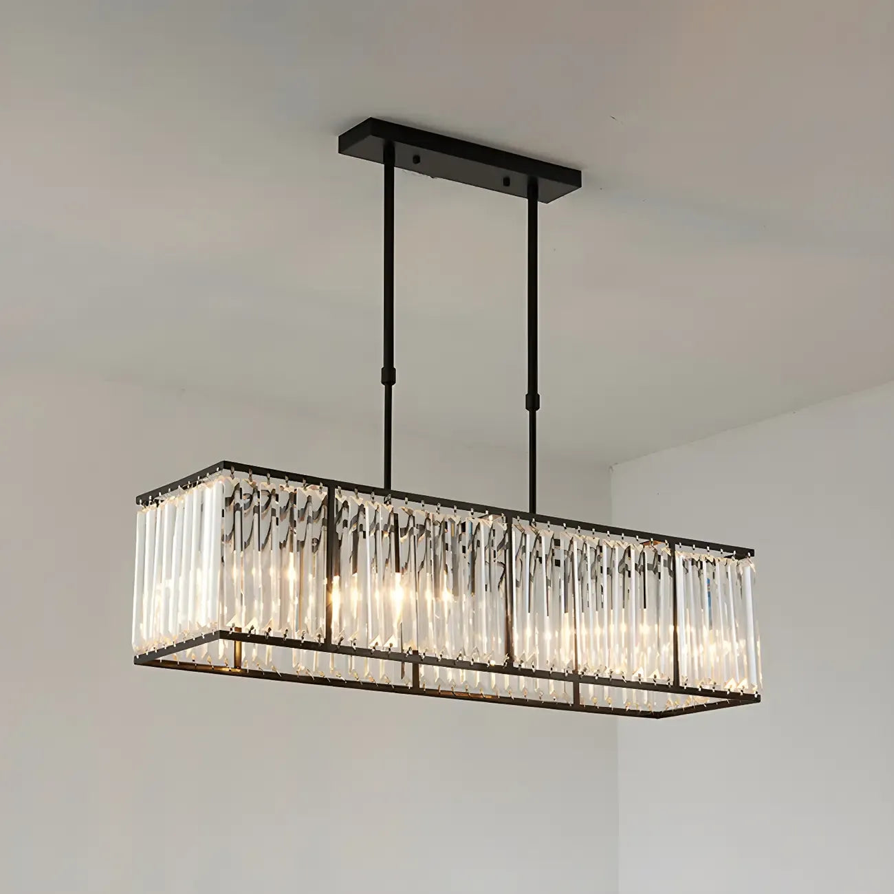 Luxury Crystal Gold Rectangle Island Pendant Light