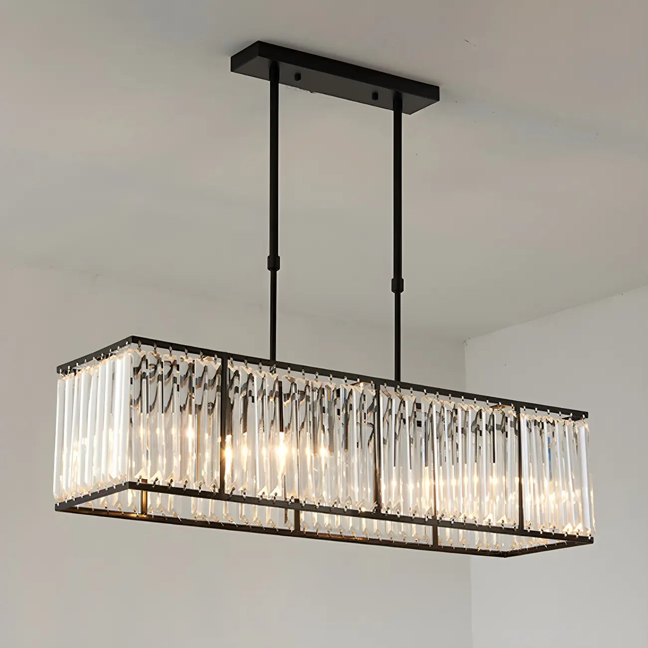 Luxury Crystal Gold Rectangle Island Pendant Light