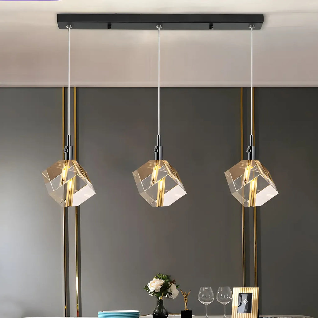 Modern Crystal Cube Island Pendant Light for Kitchen