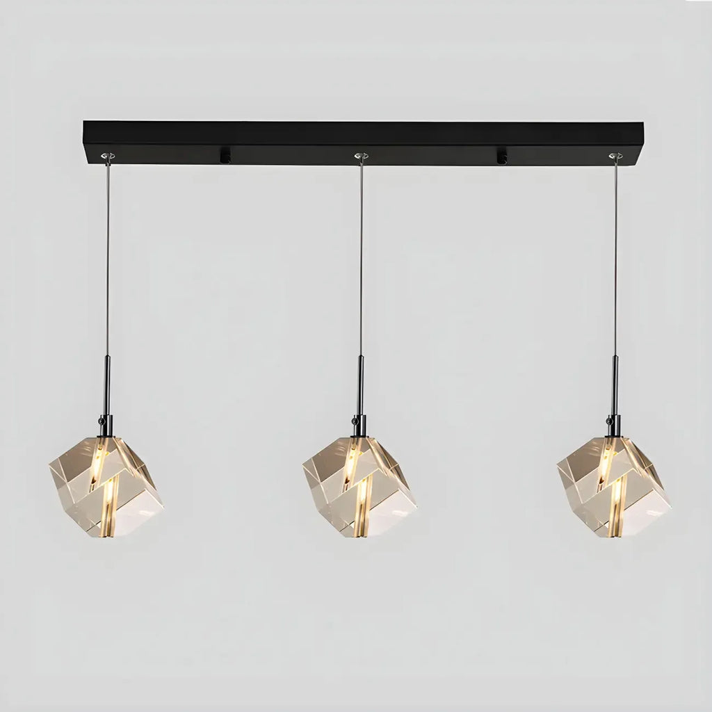 Modern Crystal Cube Island Pendant Light for Kitchen