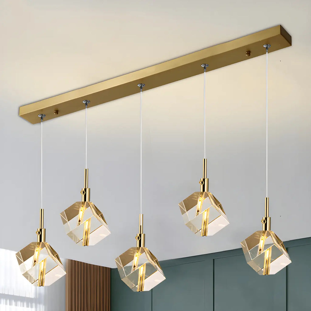 Modern Crystal Cube Island Pendant Light for Kitchen