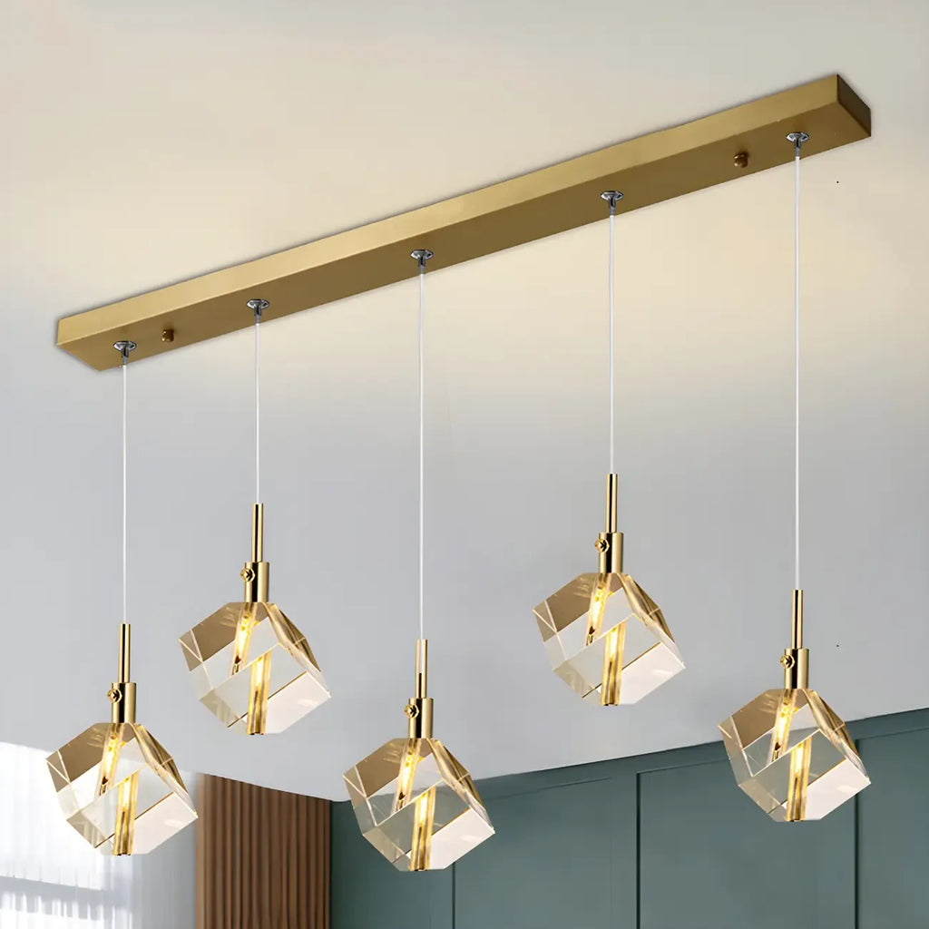 Modern Crystal Cube Island Pendant Light for Kitchen