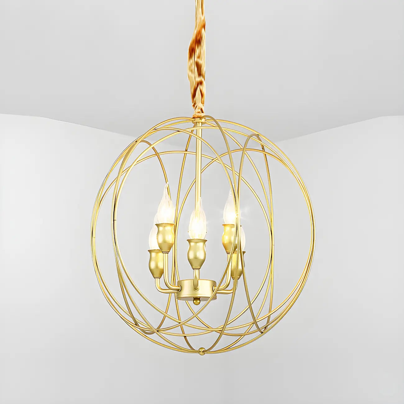 Black Metal Sphere Orb Modern Chandelier Light