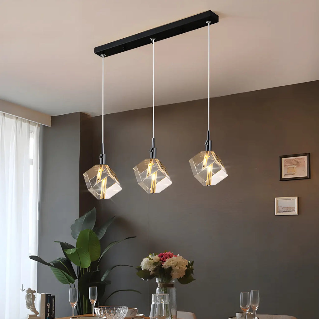 Modern Crystal Cube Island Pendant Light for Kitchen
