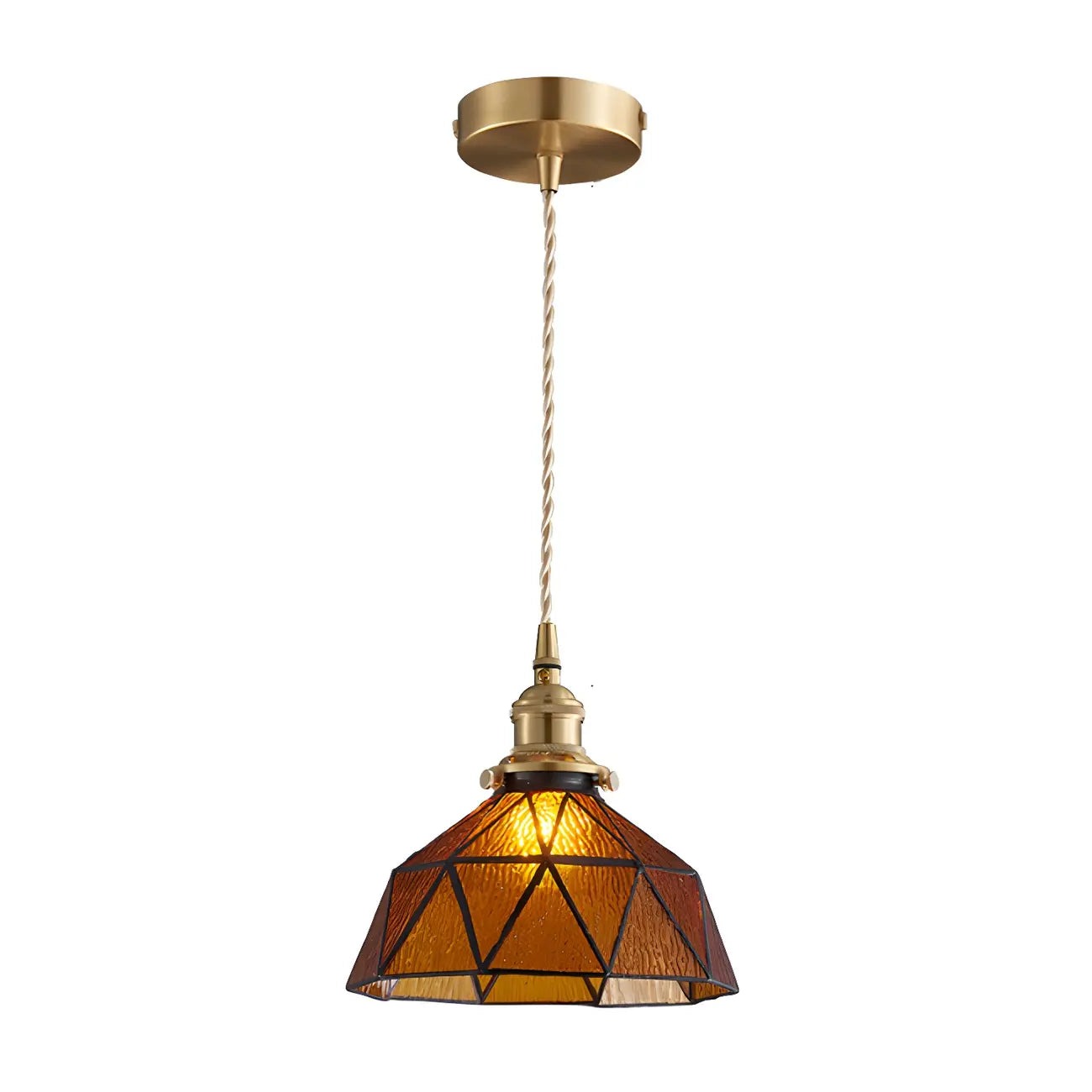 Vintage Glass Pendant Light 1-Light Geometric Ceiling Light Fixture for Hallway