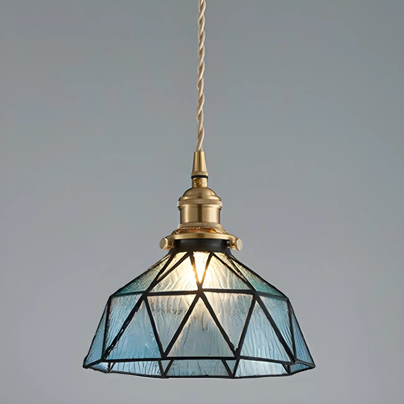 Vintage Glass Pendant Light 1-Light Geometric Ceiling Light Fixture for Hallway