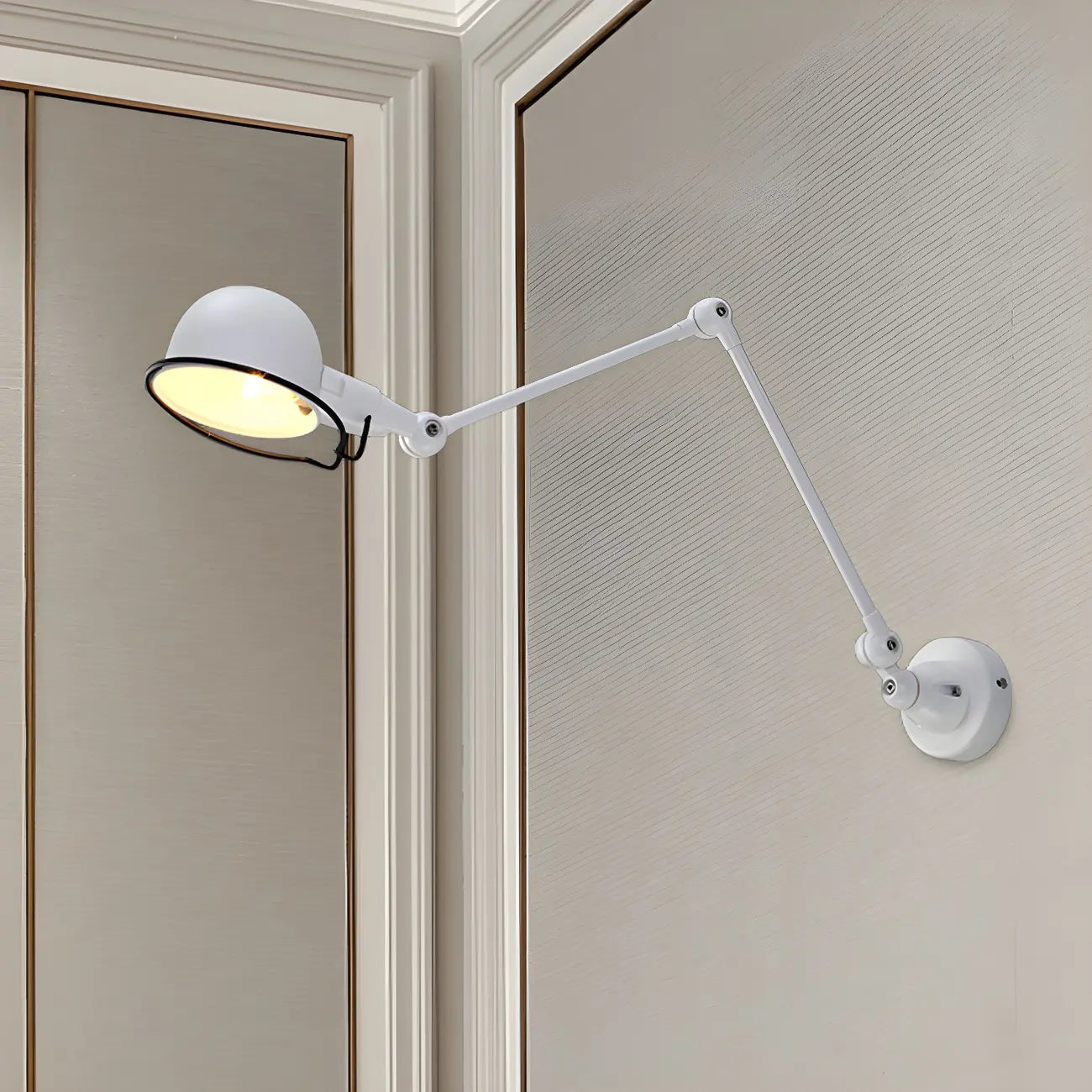 Industrial Metal Swing Arm Bowl Shade Wall Light