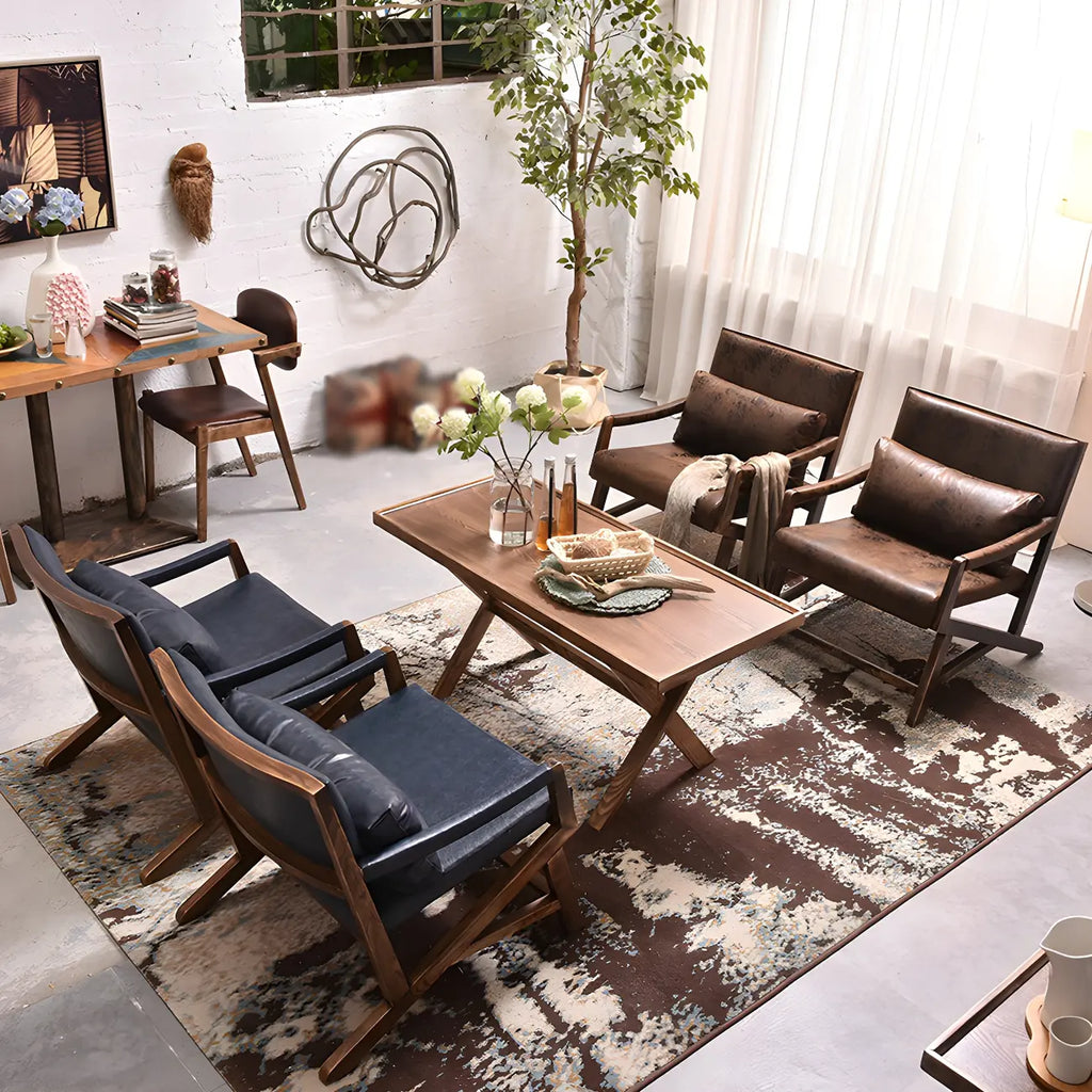 Modern Faux Leather Lounge Chair with Pillow Back