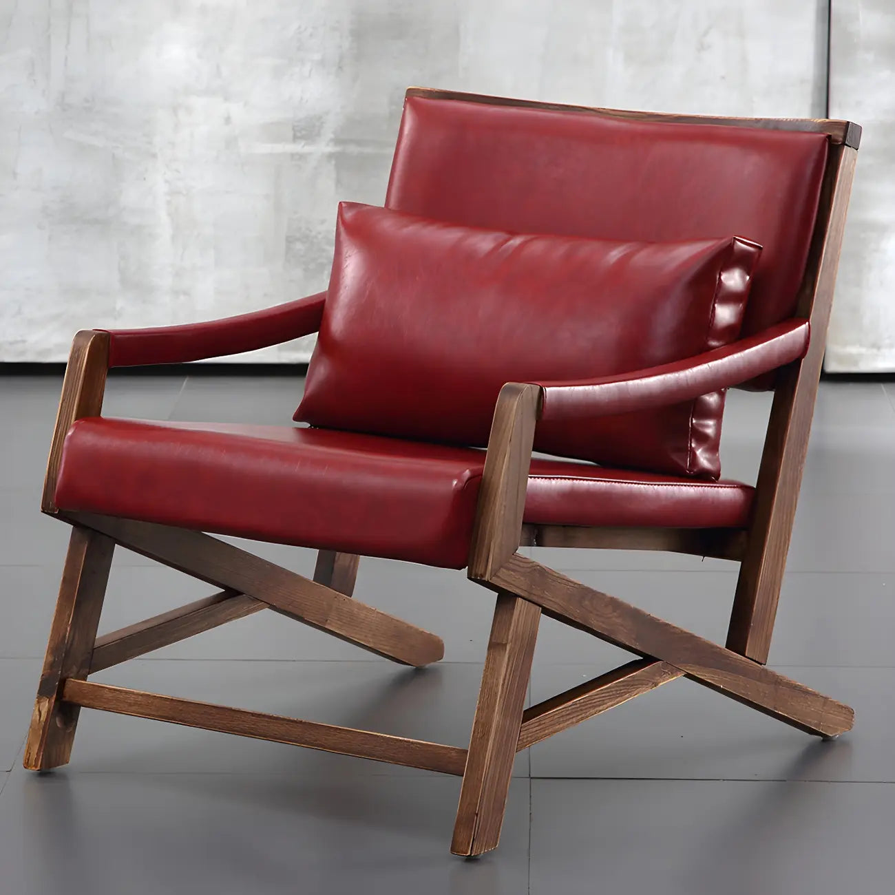 Modern Faux Leather Lounge Chair with Pillow Back