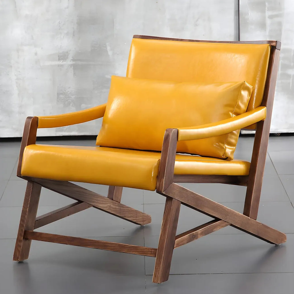 Modern Faux Leather Lounge Chair with Pillow Back