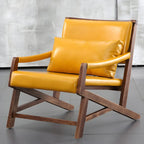 Modern Faux Leather Lounge Chair with Pillow Back