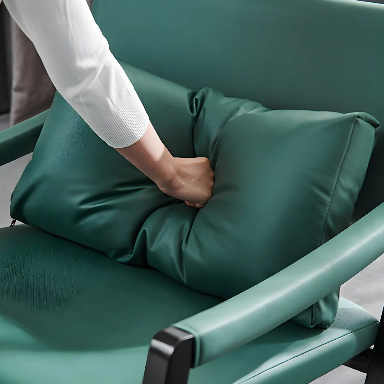 Modern Faux Leather Lounge Chair with Pillow Back