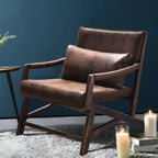 Modern Faux Leather Lounge Chair with Pillow Back