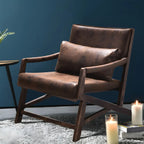 Modern Faux Leather Lounge Chair with Pillow Back