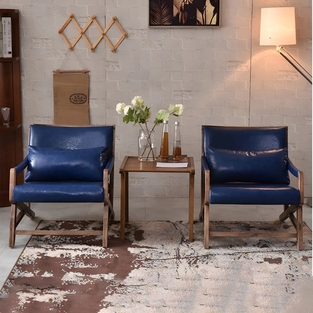 Modern Faux Leather Lounge Chair with Pillow Back