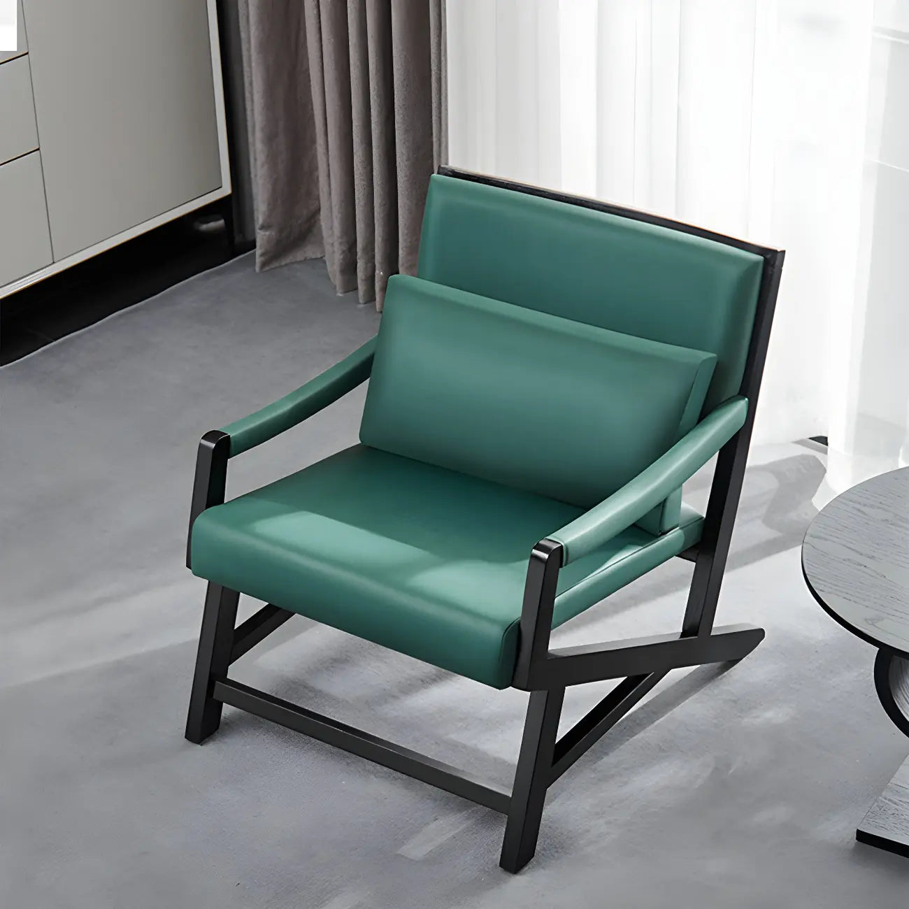 Modern Faux Leather Lounge Chair with Pillow Back