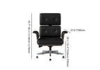 Modern Wood Leather Adjustable Swivel Black Executive Chair