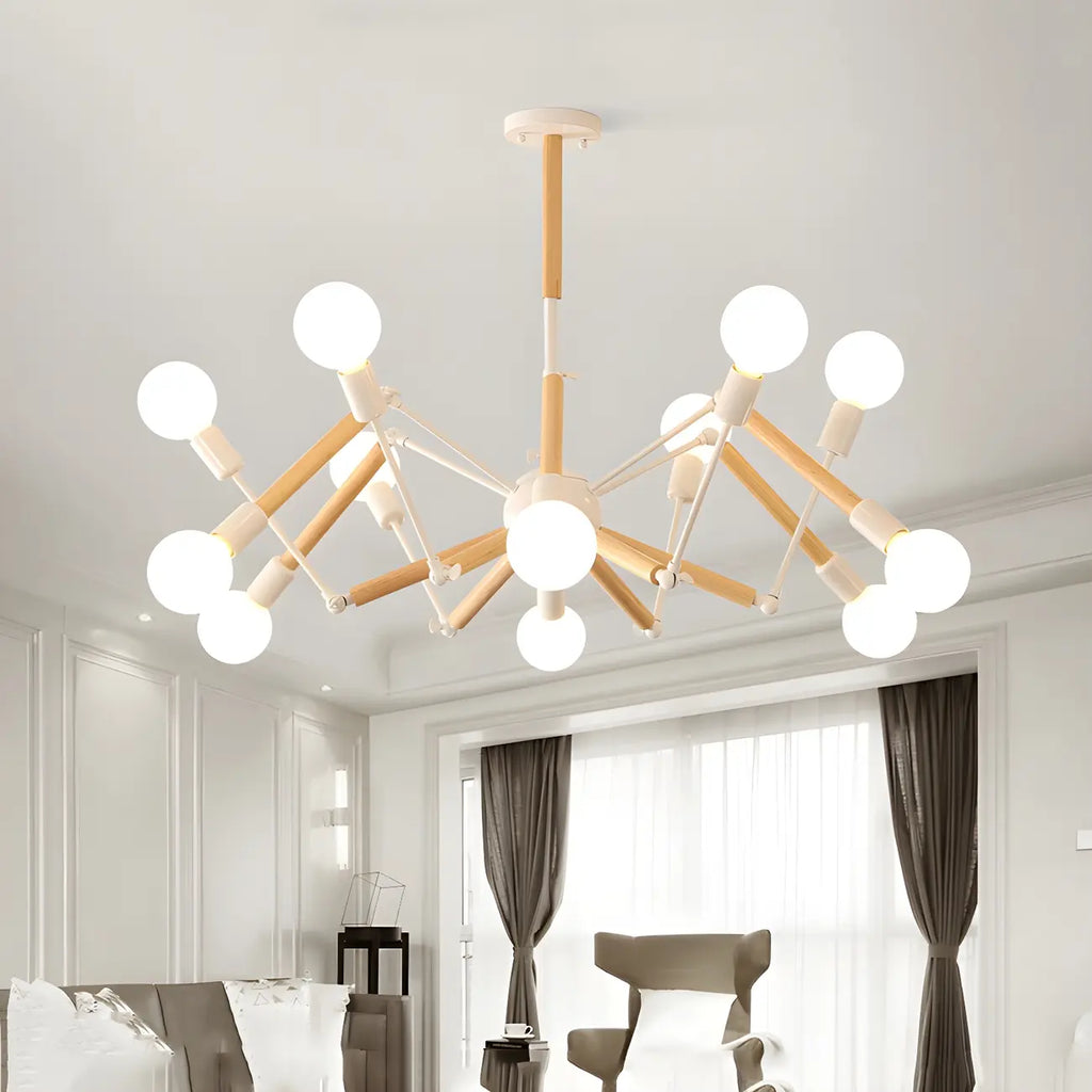 Modern Multi-Light Metal Adjustable Downrod Sputnik Chandelier