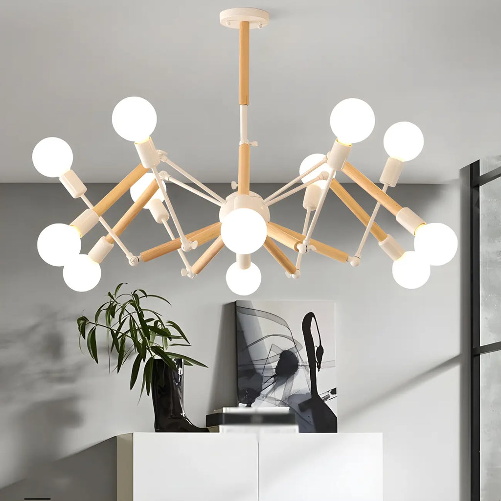 Modern Multi-Light Metal Adjustable Downrod Sputnik Chandelier