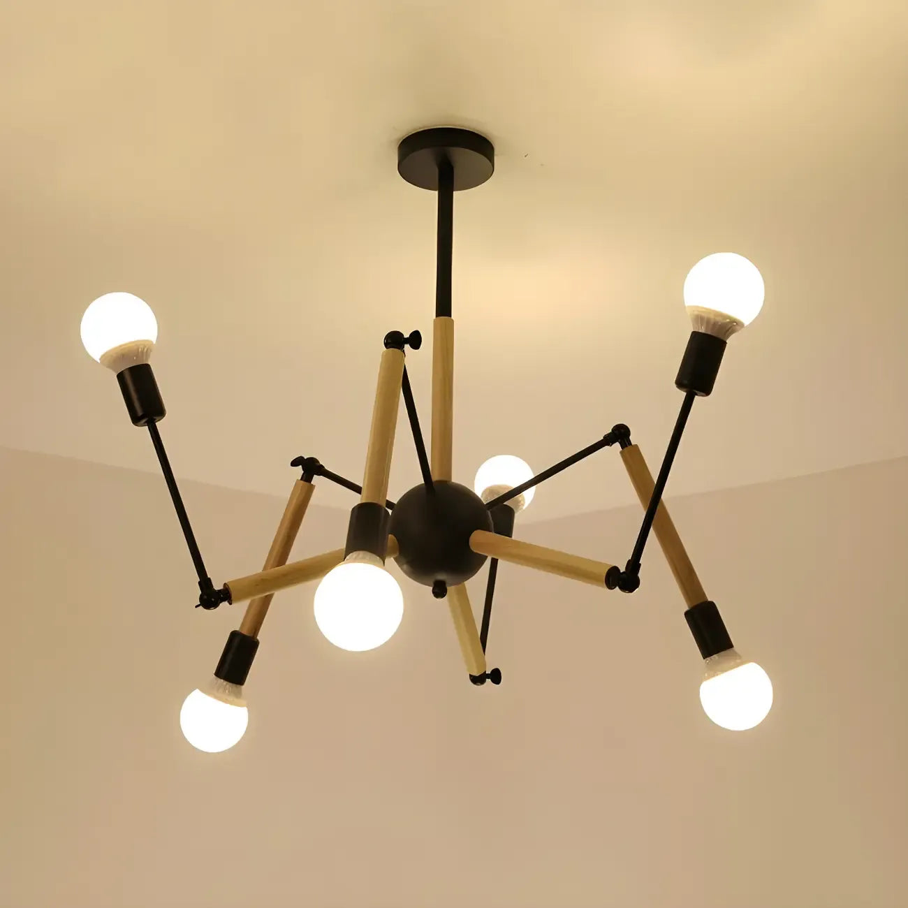 Modern Multi-Light Metal Adjustable Downrod Sputnik Chandelier