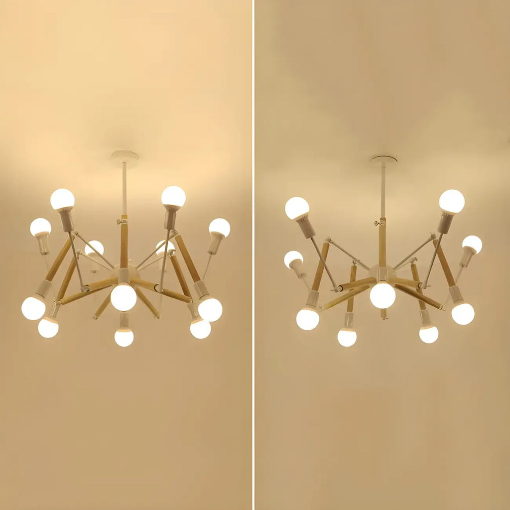 Modern Multi-Light Metal Adjustable Downrod Sputnik Chandelier