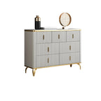 Elegant Gray Wooden Dressers & Chests with Gold Handles