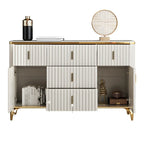 Elegant Gray Wooden Dressers & Chests with Gold Handles