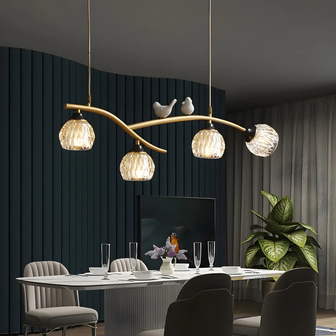 Modern Crystal Decorative Birds Pendant Light