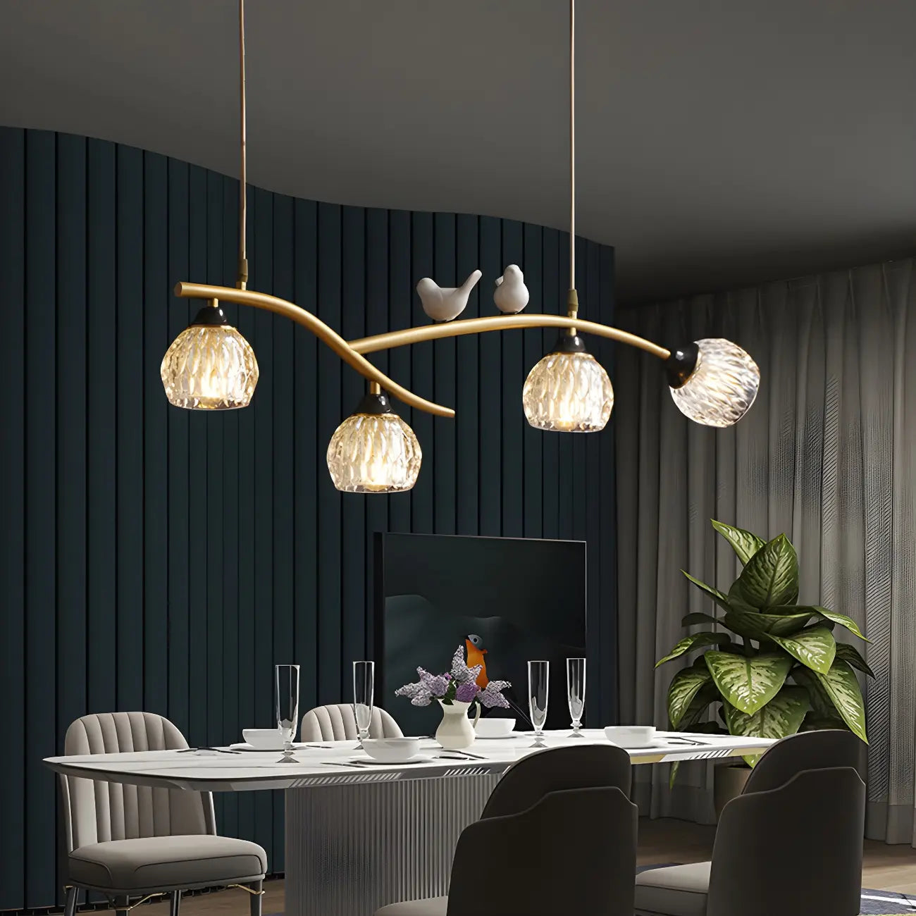 Modern Crystal Decorative Birds Pendant Light