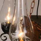 Industrial Rustic Wood Vintage Glass Rectangular Chandelier