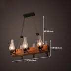 Industrial Rustic Wood Vintage Glass Rectangular Chandelier