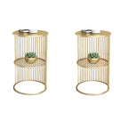 Round 2 Tiers Metal Frame Storage Side Tables Gold