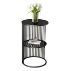 Round 2 Tiers Metal Frame Storage Side Tables Gold