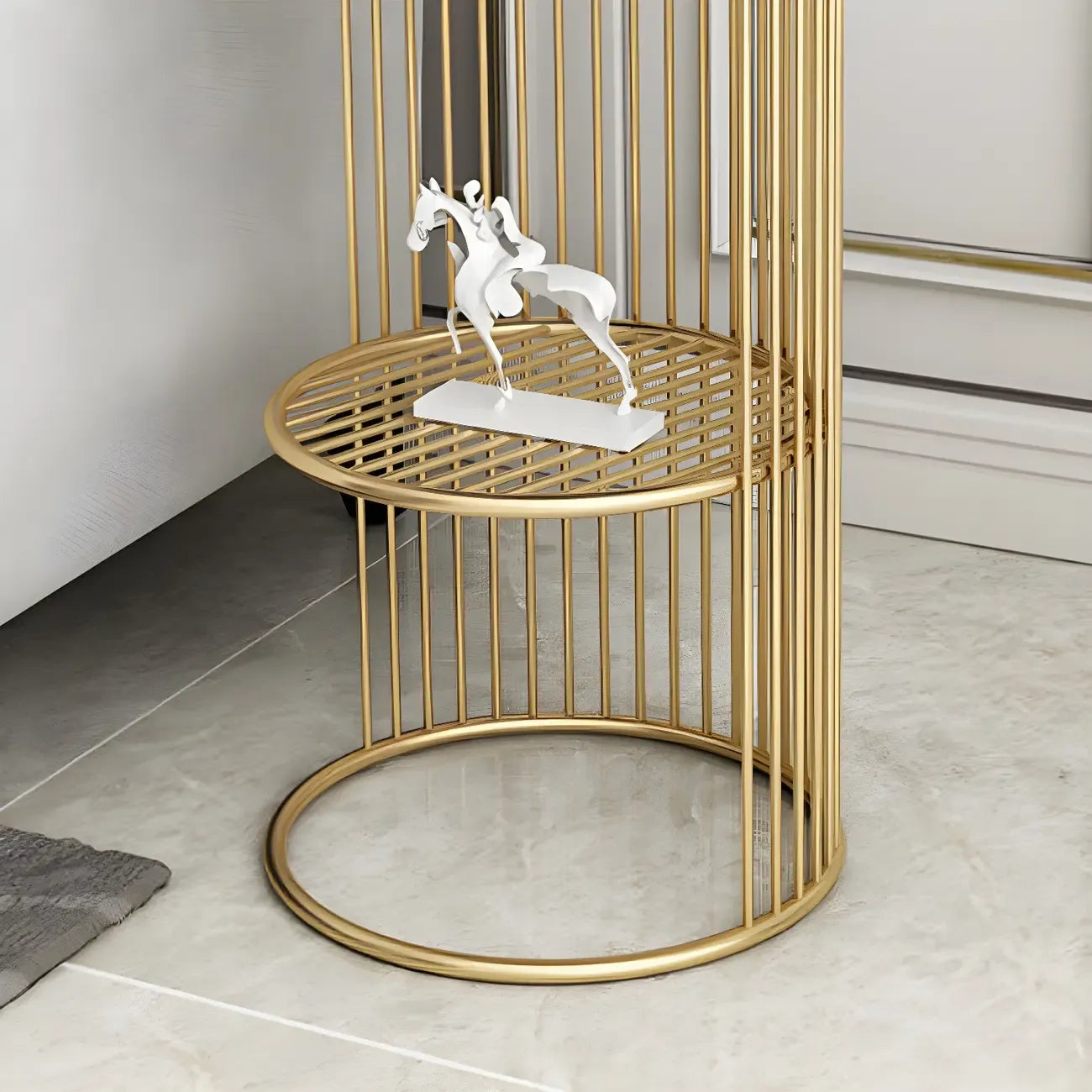 Round 2 Tiers Metal Frame Storage Side Tables Gold