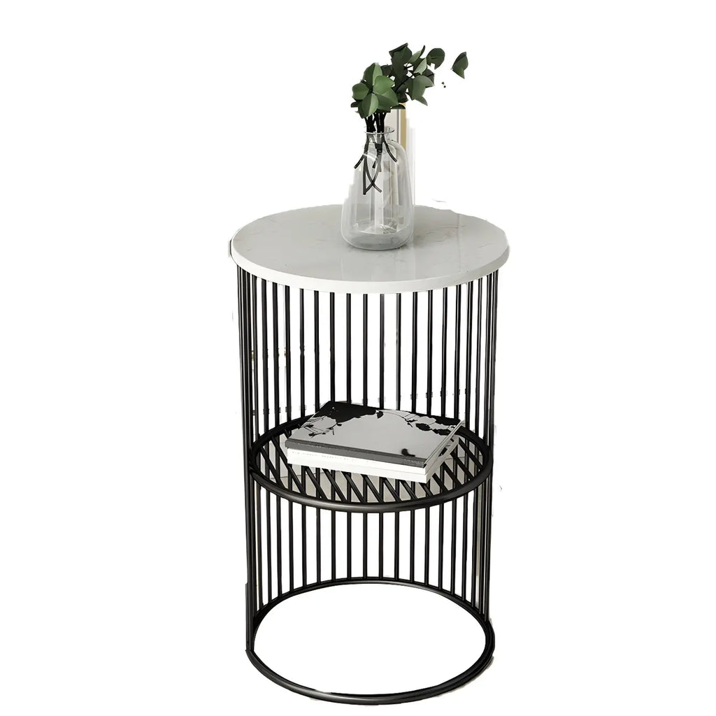 Round 2 Tiers Metal Frame Storage Side Tables Gold