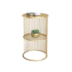 Round 2 Tiers Metal Frame Storage Side Tables Gold