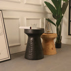 Scandinavian Round Solid Wood End Table Pedestal Base