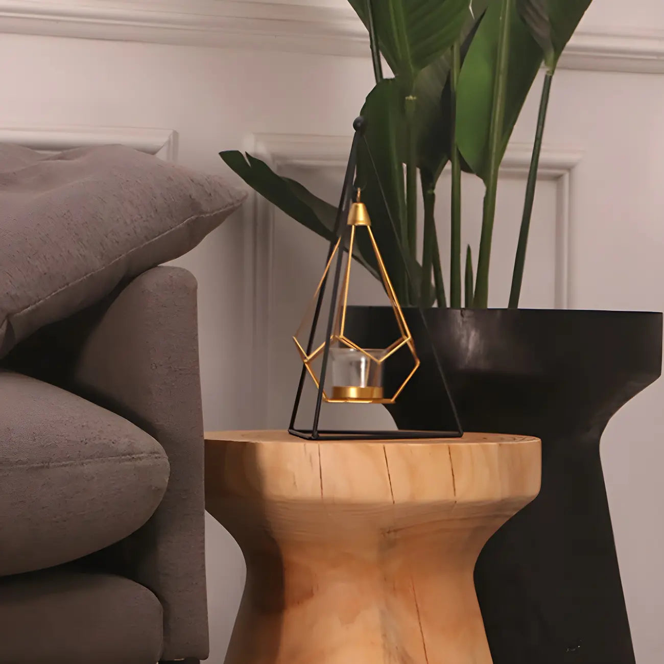 Scandinavian Round Solid Wood End Table Pedestal Base