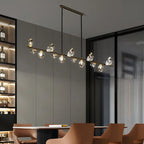 Contemporary Linear Crystal Island Pendant Light