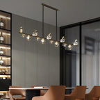 Contemporary Linear Crystal Island Pendant Light