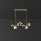Contemporary Linear Crystal Island Pendant Light