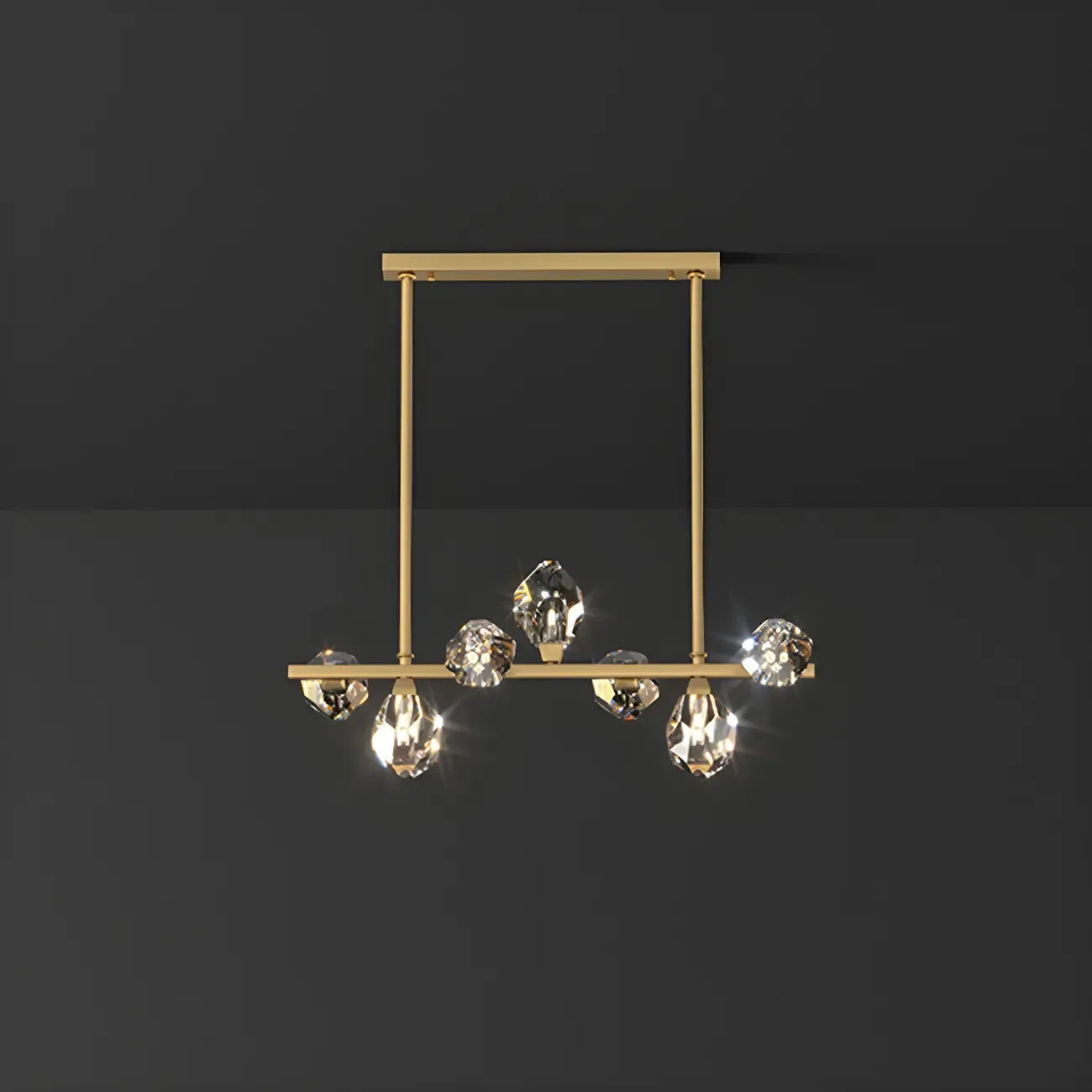 Contemporary Linear Crystal Island Pendant Light