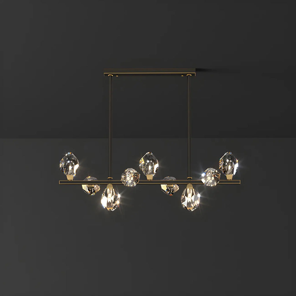 Contemporary Linear Crystal Island Pendant Light