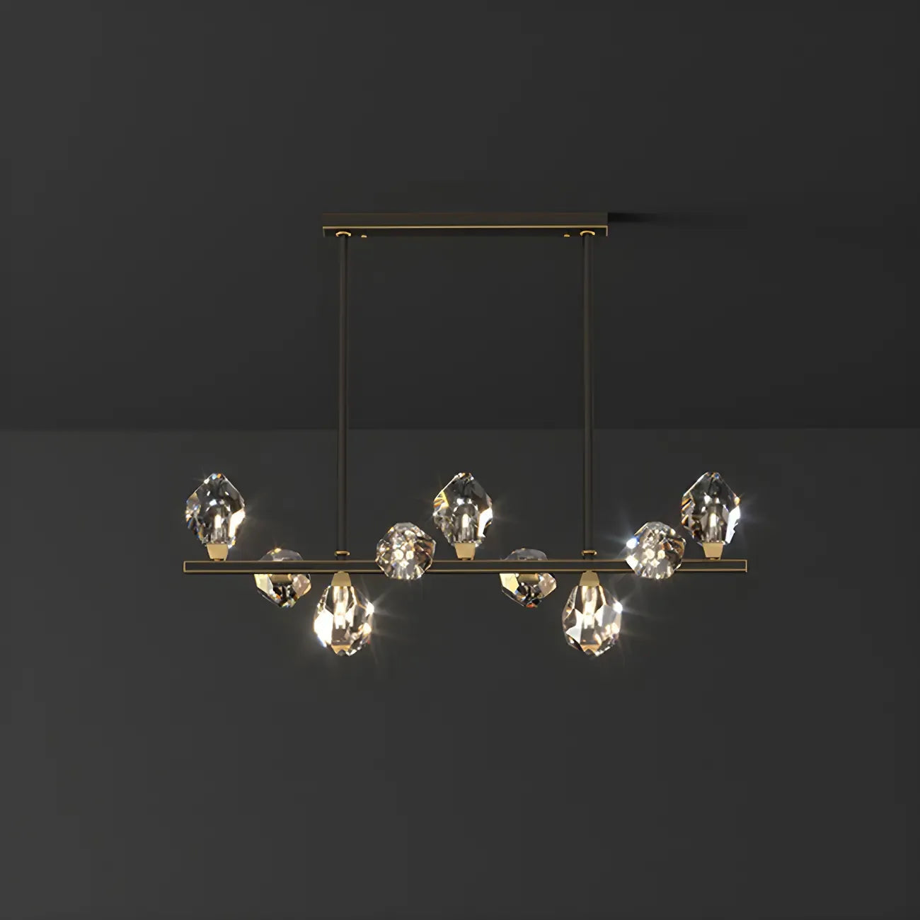 Contemporary Linear Crystal Island Pendant Light