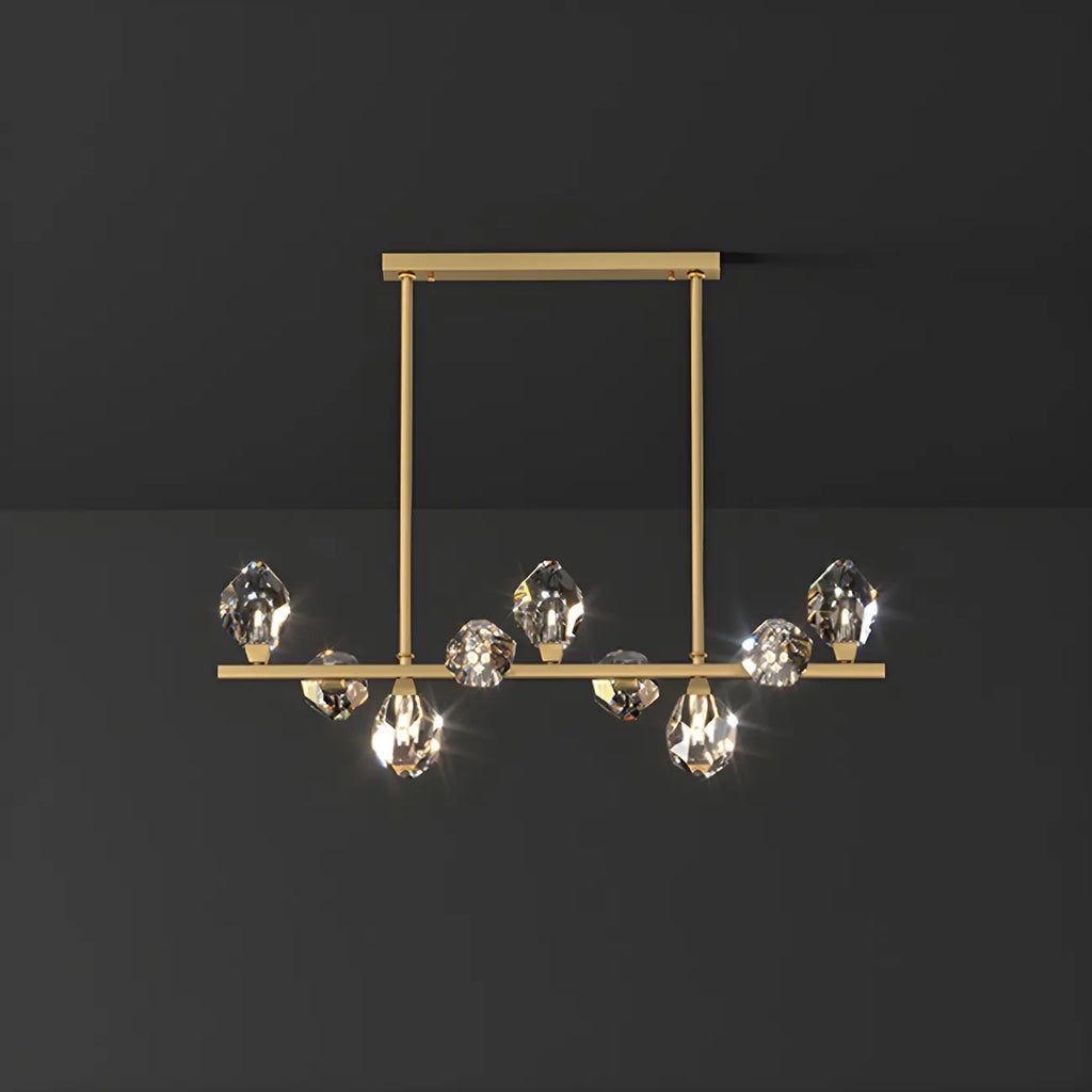 Contemporary Linear Crystal Island Pendant Light
