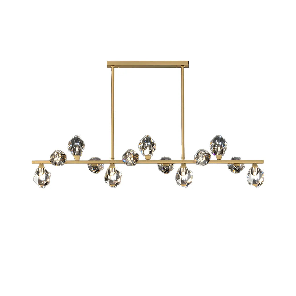 Contemporary Linear Crystal Island Pendant Light
