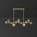 Contemporary Linear Crystal Island Pendant Light