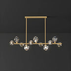 Contemporary Linear Crystal Island Pendant Light